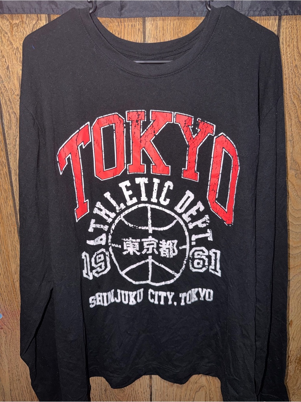 Original Use Black Long-Sleeve Tee with Red TOKYO Graphic